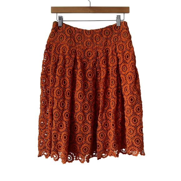 Anthropologie X Moulinette Soeurs ORANGE TUBEROSA LACE SKIRT size 4 NWT - Picture 6 of 6